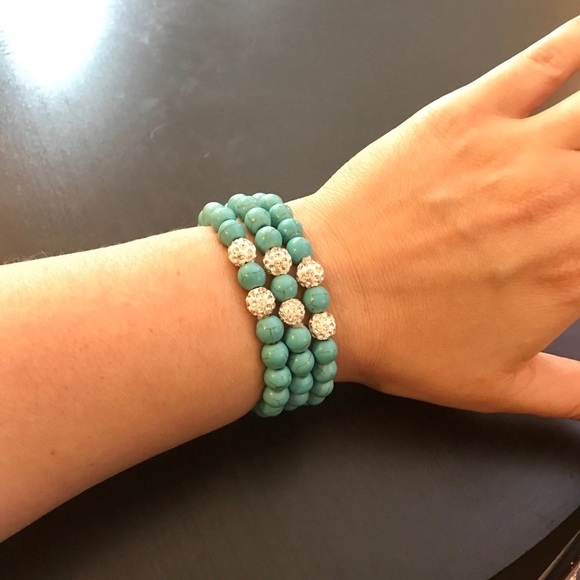 NEW💙💎BUNDLE OF 3!💎💙3 TURQUOISE BLING BRACELETS - Picture 7 of 16